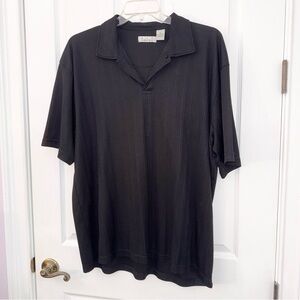 Men's Black striped collared Polo Shirt 2XL
